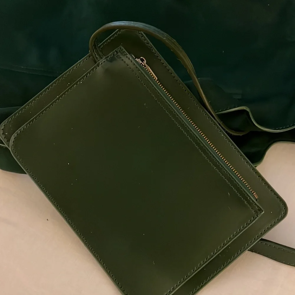 Anthropologie Suede Green Hand Bag with Shoulder Strap - Picture 7 of 7